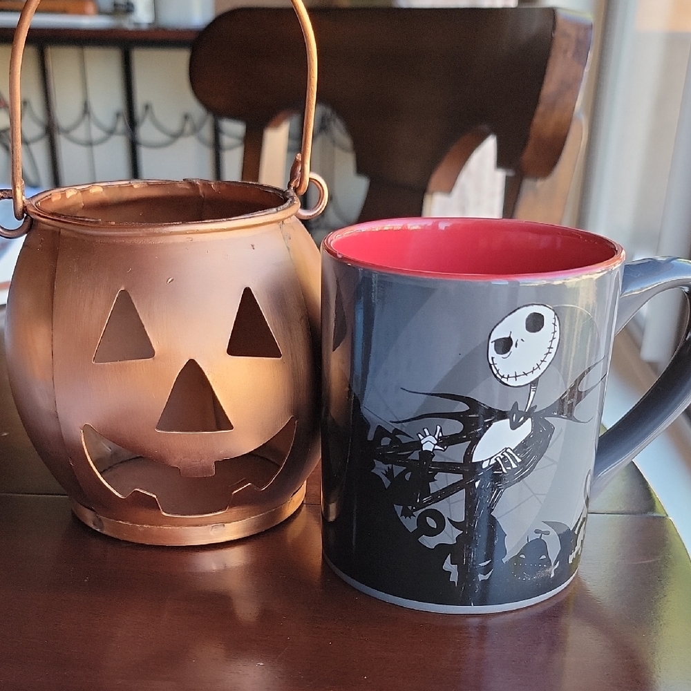 Jack Skellington Mug & Jack O Lantern Candle Holder